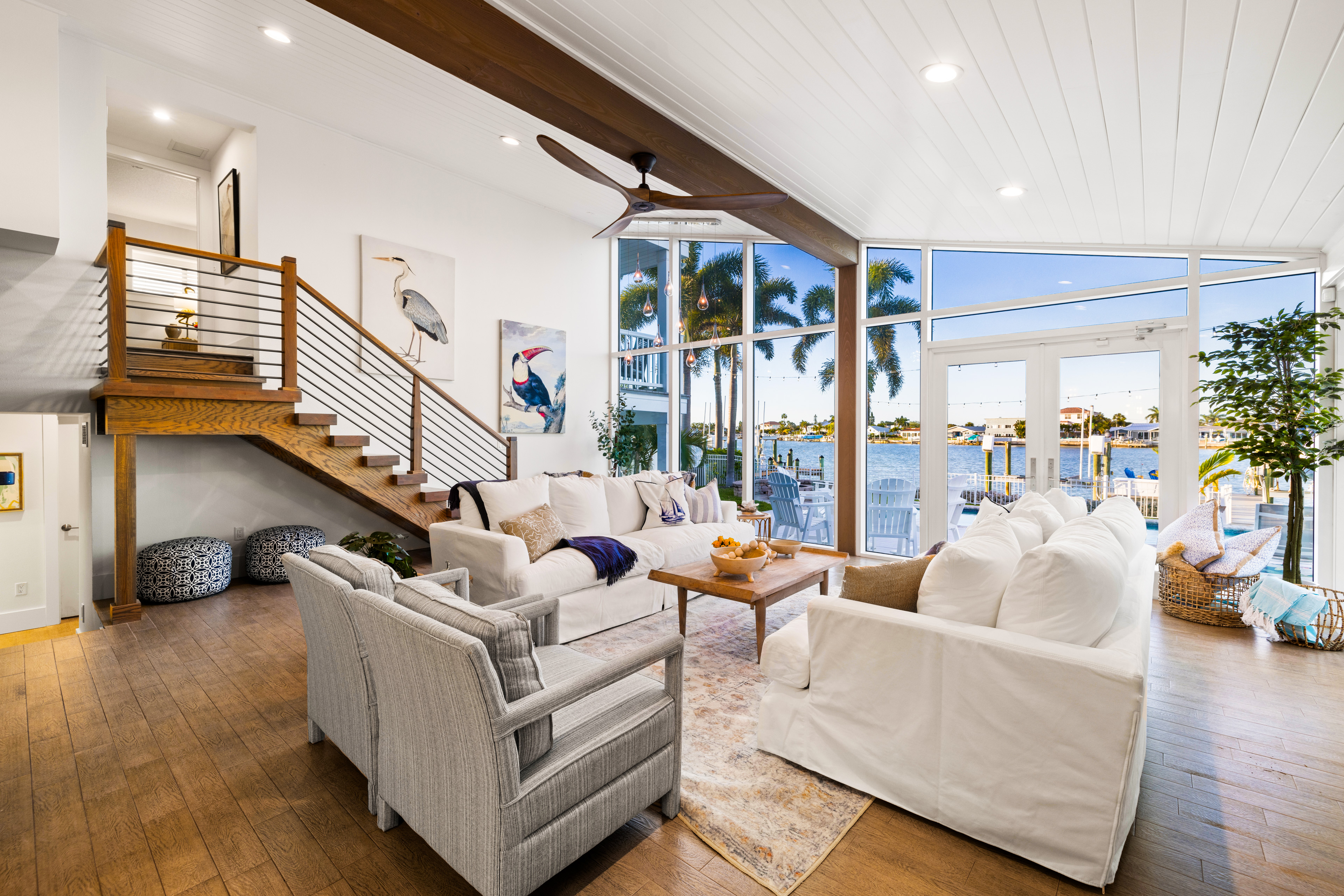 Living room with water views